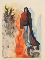 Salvador Dalí, Divine Comedy: The Apparition of Dis from The Divine Comedy, woodcut on paper
