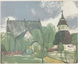 Voitto Vikainen, Churchyard, woodcut on paper