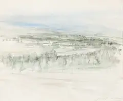Aimo Kanerva, Landscape, mixed media on paper