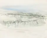 Aimo Kanerva, Landscape, mixed media on paper