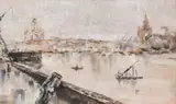 Helge Dahlman, Eteläsatamasta, oil on panel
