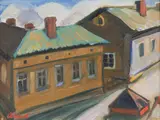 Alvar Outakka, Landscape, oil on cardboard