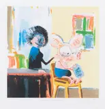 Jussi ”Juba” Tuomola, Naisen varjossa, serigraph on paper