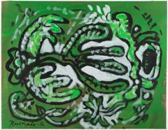 Eino Ruutsalo, Vihreä ornamentti (Green ornament), acrylic on paper