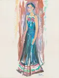 Gösta Diehl, Woman in Blue, oil on canvas