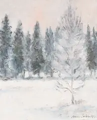 Aares Salli, Wintry landscape, oil