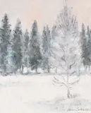 Aares Salli, Wintry landscape, oil