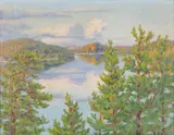 Alfhild Nordlund, A lake landscape, oil