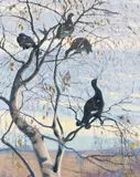 Lennart Segerstråle, Black grouses in the tree, oil