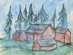 Ahti Lavonen, Houses, watercolour