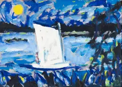Eero von Boehm, Sail boat, oil on board