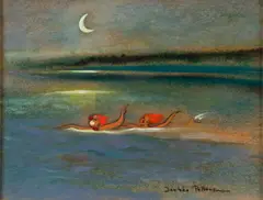 Jarkko Peltonen, Kuutamo uimari, oil on board