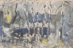 Birches on the shore by Valdemar Pyysiäinen, oil on canvas, sold Aug 2026