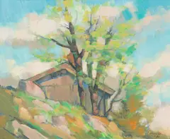 Courtyard by Ilmari Huitti, oil on board, sold Aug 2026