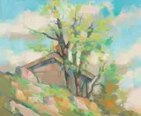 Ilmari Huitti, Courtyard, oil on board