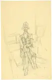 Alberto Giacometti, Jean Stein - L'Américaine, 1962, Pencil drawing, reworked with eraser, on creamcoloured wove paper
