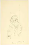Alberto Giacometti, Igor Strawinsky de profil, 1957, Pencil drawing on cream-coloured wove paper with watermark 'BFK Rives'