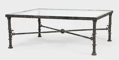 Diego Giacometti, Table grecque, Ca. 1965, Bronze, glass tableplate