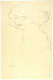 Gustav Klimt, Bildnis Ria Munk - Halbbild nach links, 1917-1918, Pencil, red coloured pencil, heightened with white, on imitation Japan paper