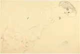 Gustav Klimt, Auf dem Bauch liegender Akt nach rechts