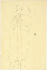 Egon Schiele, Bildnis Tänzerin Moa, 1911, Pencil drawing on yellowish imitation Japan paper