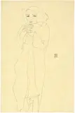 Egon Schiele, Bildnis Tänzerin Moa, 1911, Pencil drawing on yellowish imitation Japan paper