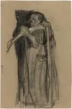 Käthe Kollwitz, Frau mit Sense, 1905, Charcoal drawing, lightly heightened with white, on firm grey paper