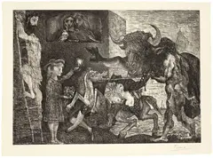 Pablo Picasso, La Minotauromachie, Paris, 25 March 1935, Line etching, copper engraving, reworked with the scraper, on Montval laid paper with watermark