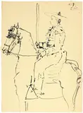 Pablo Picasso, Le picador, 14 July 1959, Brush in black Indian ink on Japan paper