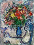 Marc Chagall, Couple avec cheval et grand bouquet, 1981, Tempera, gouache and Indian ink on Isorel