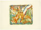 Ernst Ludwig Kirchner, Kühe im Regenbogen, 1919, Colour lithograph, printed from the same stone in five stages in yellow, green, blue, red and ochre on blotting paper (stone M)
