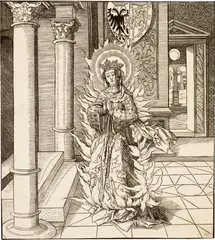 Leonhard Beck, Die heilige Ricarda, Circa 1517, Woodcut on laid paper with watermark "Ochsenkopf with Schlangenstab" (similar to Meder Watermarks 67 and 68), early impression