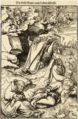 Lucas Cranach d.Ã., Die Passion Christi, 1509, Series of 14 woodcuts on laid paper with watermark "Ochsenkopf with T-Kreuz"
