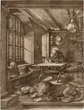Albrecht Durer, Hieronymus im Gehäus, 1514, Engraving on laid paper without watermark