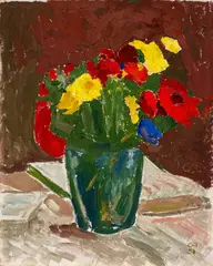 Cuno Amiet, Blumenstillleben, 1954, Oil on fibreboard
