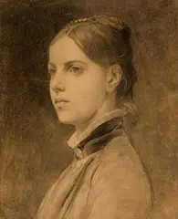 Albert Anker, Bildnis einer jungen Frau, 1886, Charcoal drawing on heavy wove paper