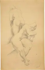 Alexander Archipenko, Zwei weibliche Akte, Circa 1920, Pencil drawing on cream wove paper