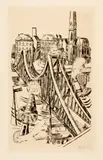Max Beckmann, Grosse Brücke - Der Eiserne Steg in Frankfurt am Main, 1922, Drypoint on strong velin paper