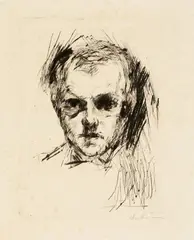 Kleines Selbstbildnis by Max Beckmann, 1913, Drypoint on Van Gelder wove paper with watermark, sold Sep 2025