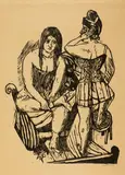Max Beckmann, Bei der Toilette, 1923, Woodcut on brownish laid paper