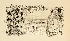 Pierre Bonnard, Paysage, Circa 1919, Pen and brush in Indian ink on wove paper