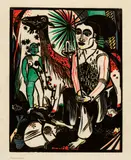 Heinrich Campendonk, Der Hirt mit der grossen Ziege, 1920, Woodcut, coloured, on thin Japan laid paper