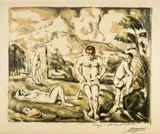 Paul Cézanne, Les baigneurs, grande planche - Les grands baigneurs - Quatre baigneurs, 1898, Colour lithograph on laid paper with watermark "MBM"