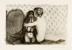 Trost - Consolation by Edvard Munch, 1894, Drypoint, reworked in ink, on strong wove paper, sold Sep 2025