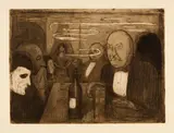 Edvard Munch, Kristiana-Boheme II - Kristiania Bohemians II, 1895, Line etching and drypoint on beige wove paper