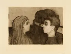 Edvard Munch, Anziehung II - Attraction II, 1895, Drypoint and burnisher on sturdy wove paper