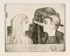 Edvard Munch, Anziehung II - Attraction II, 1895, Drypoint and burnisher on sturdy copperplate paper