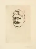 Edvard Munch, Knut Hamsun, 1896, Drypoint on cream-coloured wove paper