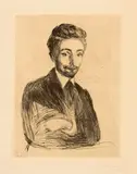 Edvard Munch, Helge Rode, 1896-1897, Drypoint and burnisher on sturdy yellowish wove paper