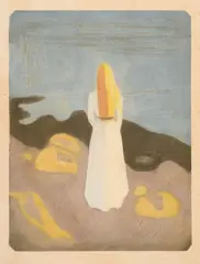 Edvard Munch, Junge Frau am Strand - Young Woman on the Beach, 1896, Mezzotint and drypoint on Arches laid paper with watermark